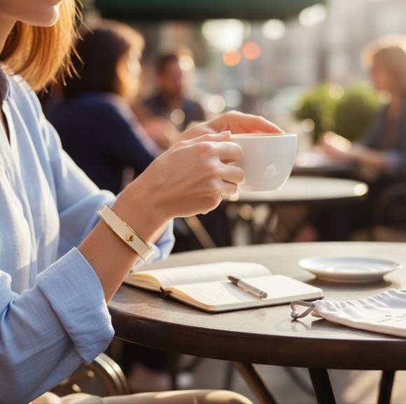 KATE SPADE Cream Enamel Bangle with Spades & Interior In Gold Tone - Picture 3 of 5